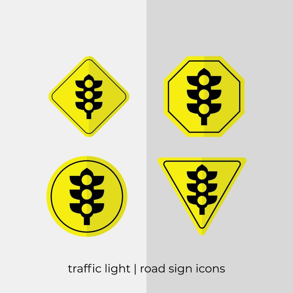 diferente tráfico ligero la carretera firmar vector colección en amarillo íconos