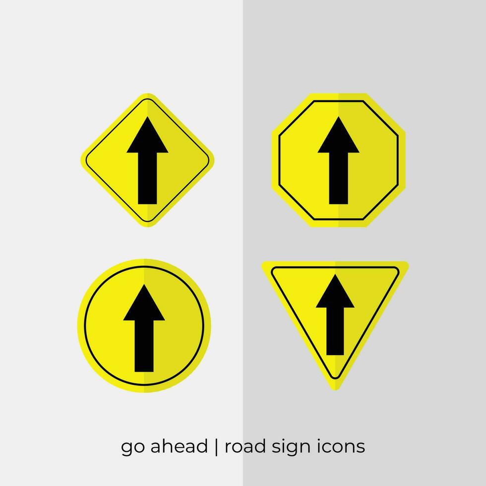 different go ahead road sign vector collection in yellow icons