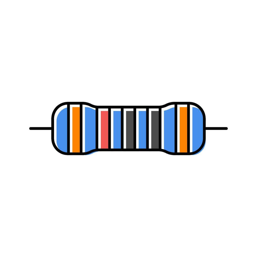 metal film resistor electronic component color icon vector illustration