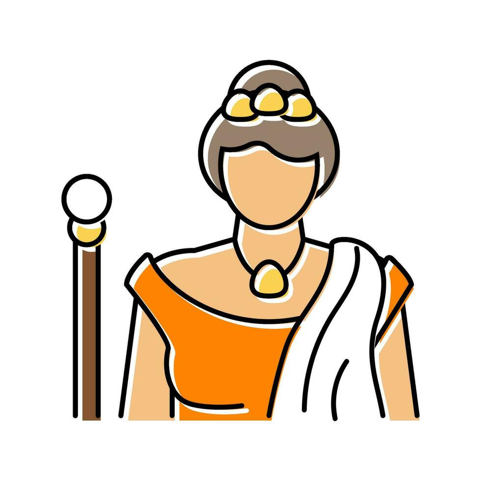 hera greek god mythology color icon vector illustration