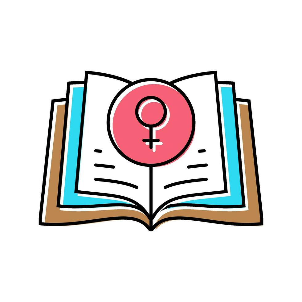 feminista literatura feminismo mujer color icono vector ilustración