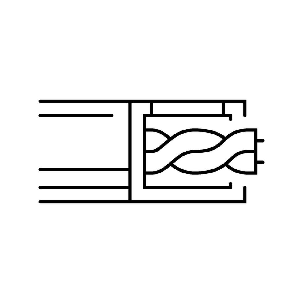 cable canal hardware mueble adecuado línea icono vector ilustración