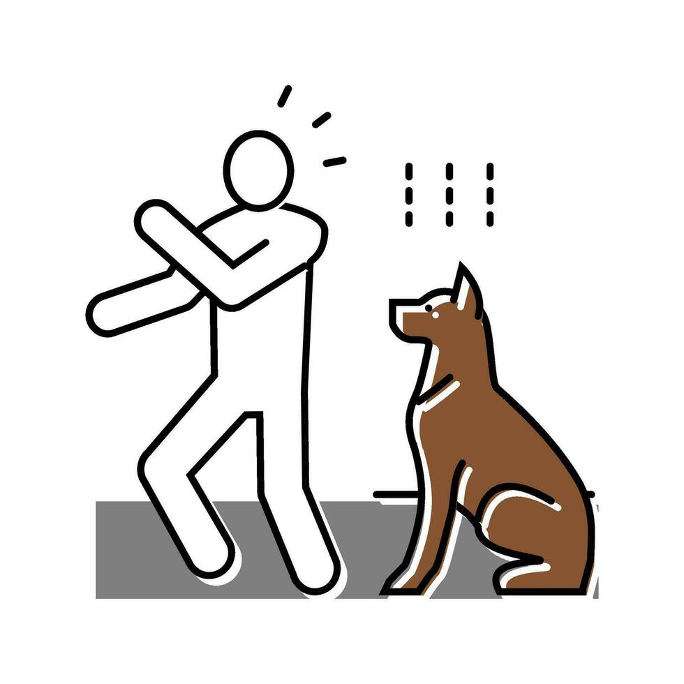 perro ladrido persona accidente color icono vector ilustración