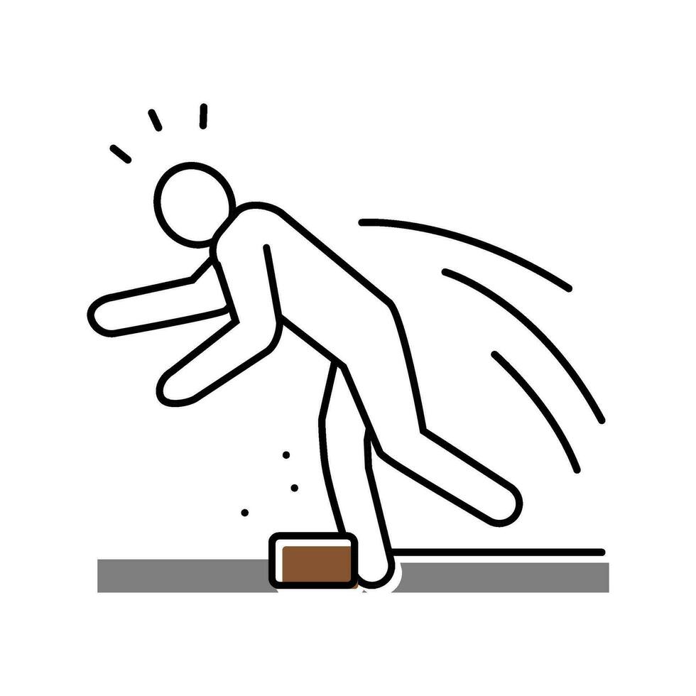 tripped fall man accident color icon vector illustration