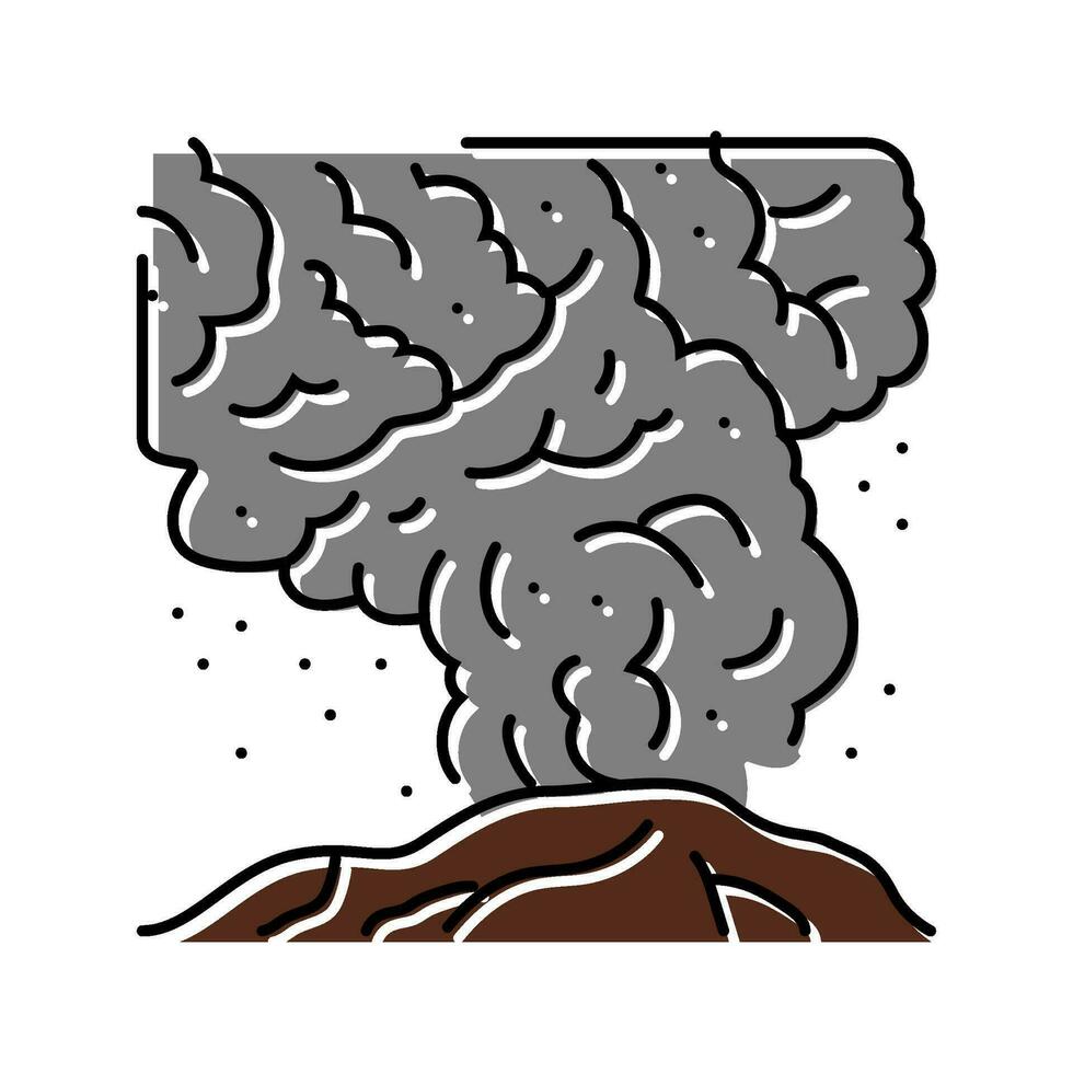 ash cloud volcano color icon vector illustration