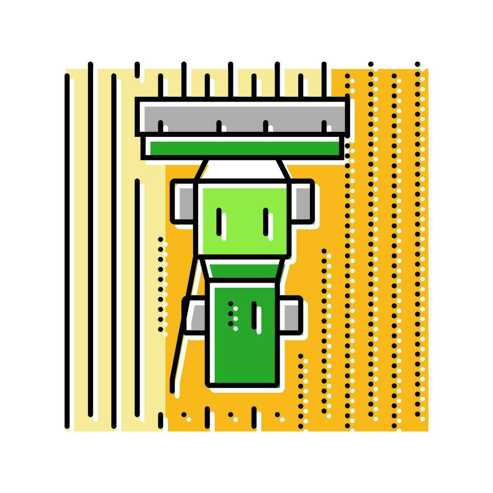 harvester harvesting wheat field color icon vector illustration