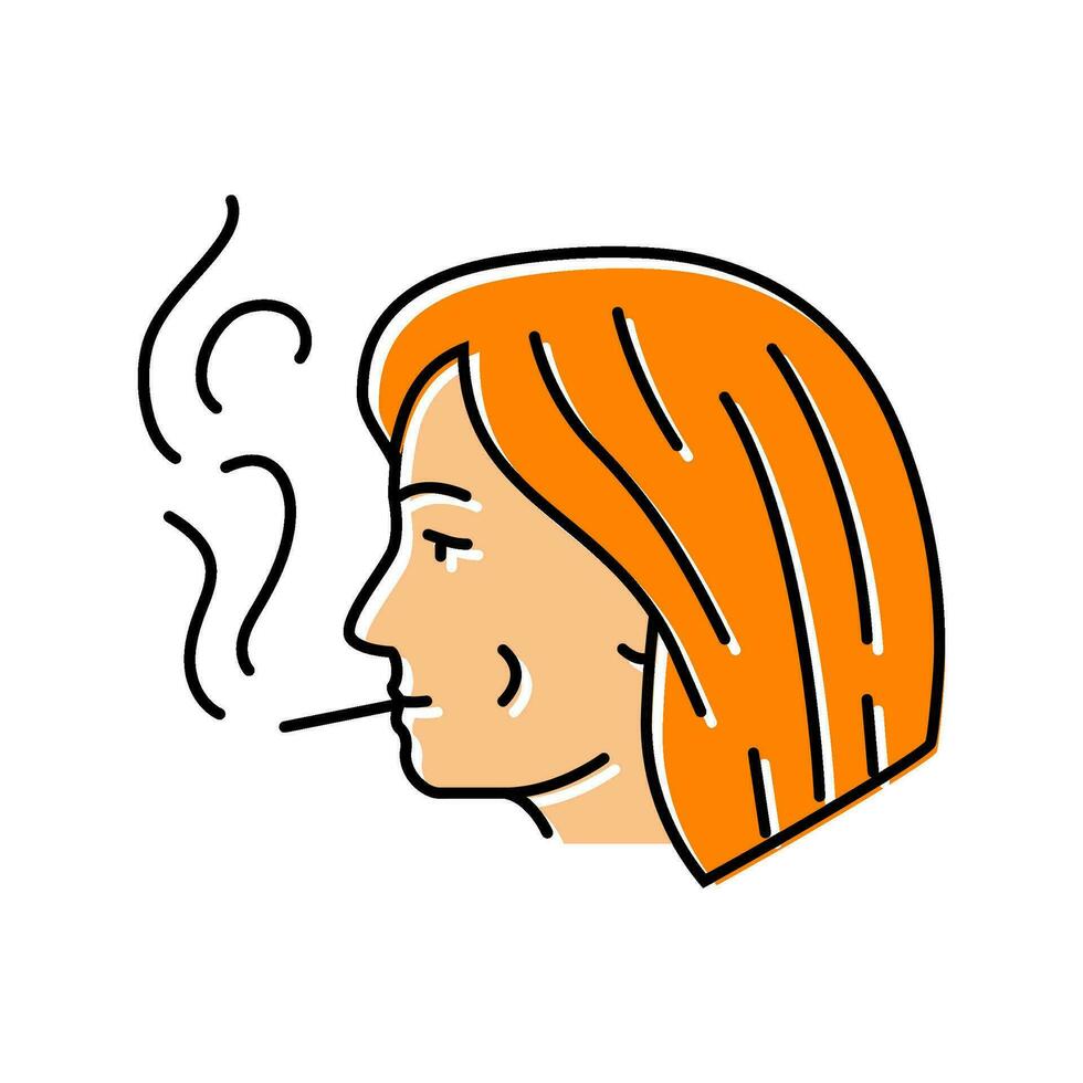 female smoking cigarette color icon vector illustration