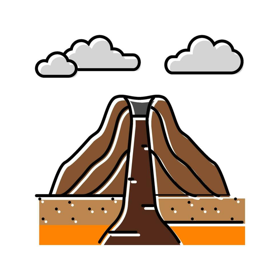 sleeping volcano lava color icon vector illustration