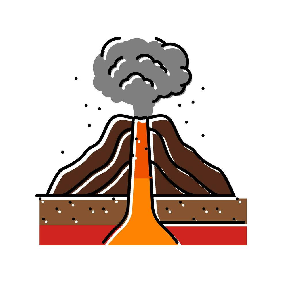 explosivo erupción lava color icono vector ilustración