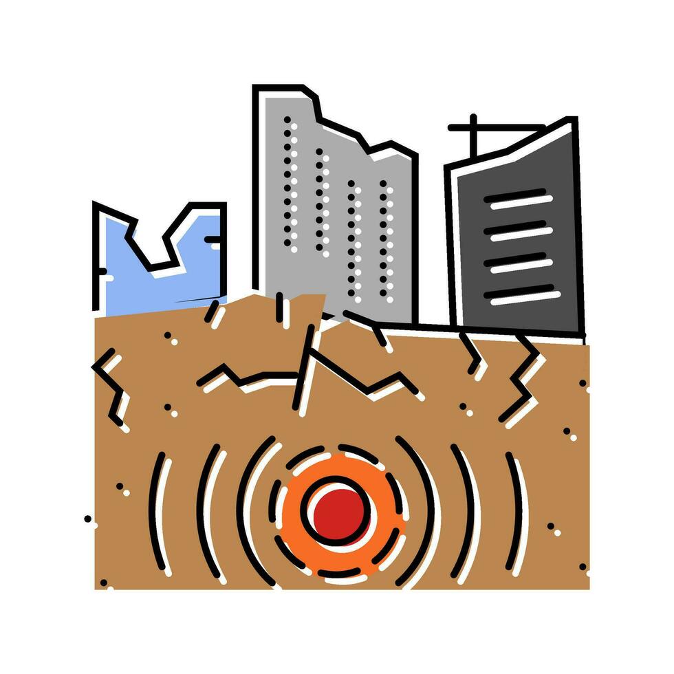 siesmic collapse color icon vector illustration
