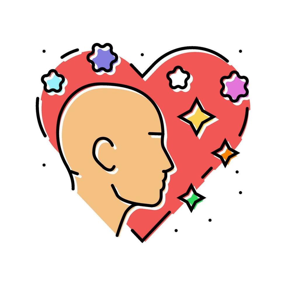loving kindness meditation yoga color icon vector illustration