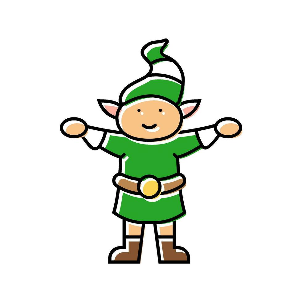 elf christmas cute color icon vector illustration