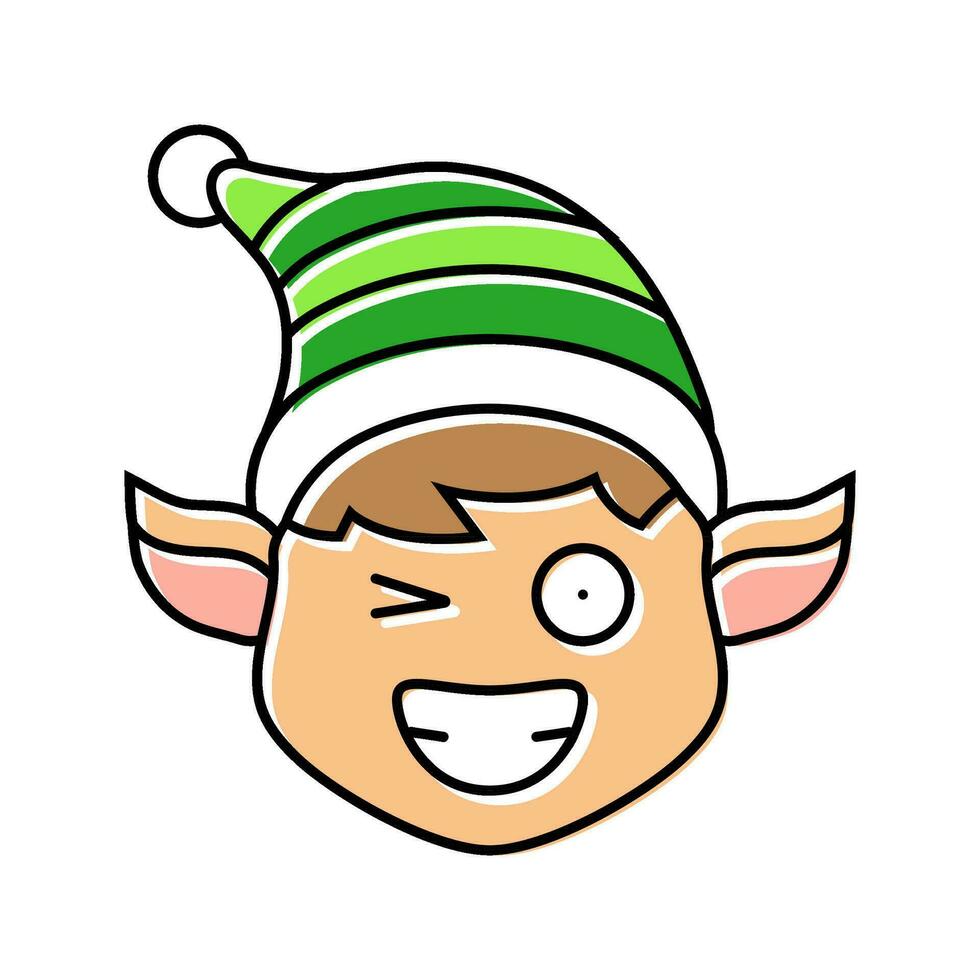 cabeza duende gracioso color icono vector ilustración