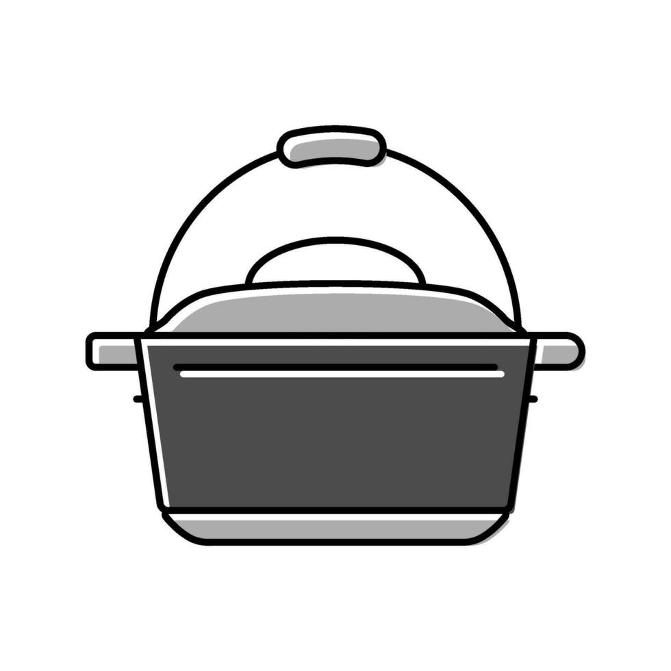 cast iron dutch oven kitchen cookware color icon vector illustration
