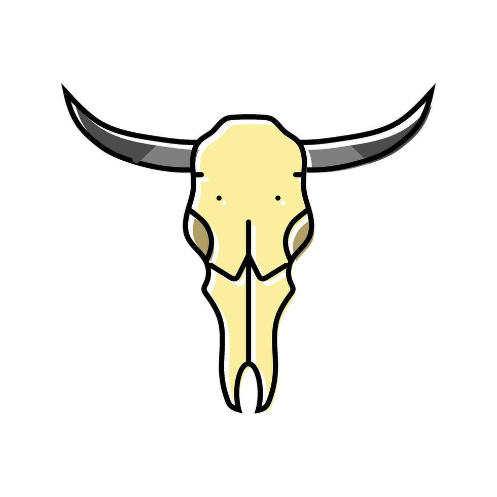 cráneo vaca cuerno animal color icono vector ilustración