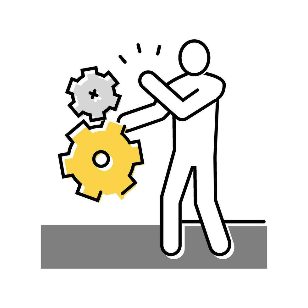 stuck hand lathe man color icon vector illustration