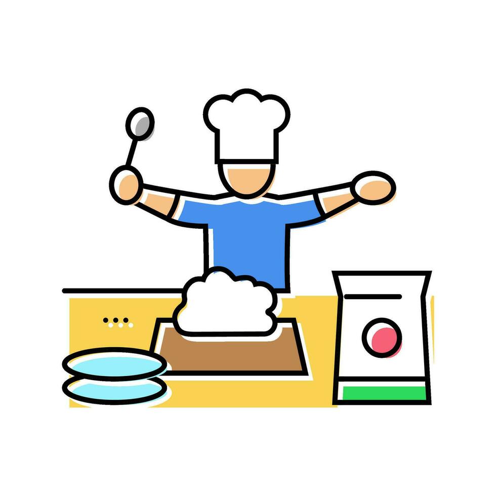 cooking kid leisure color icon vector illustration