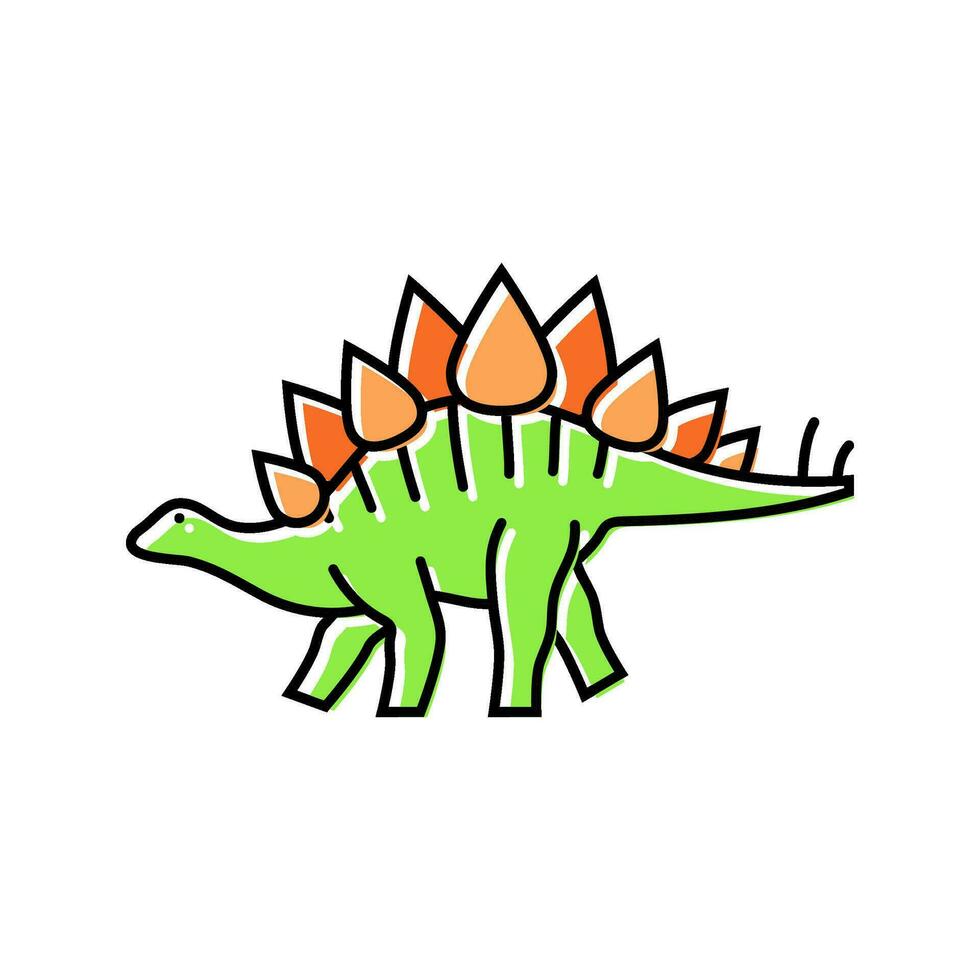 stegosaurus dinosaur animal color icon vector illustration