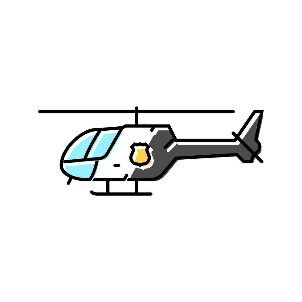 policía helicóptero crimen color icono vector ilustración