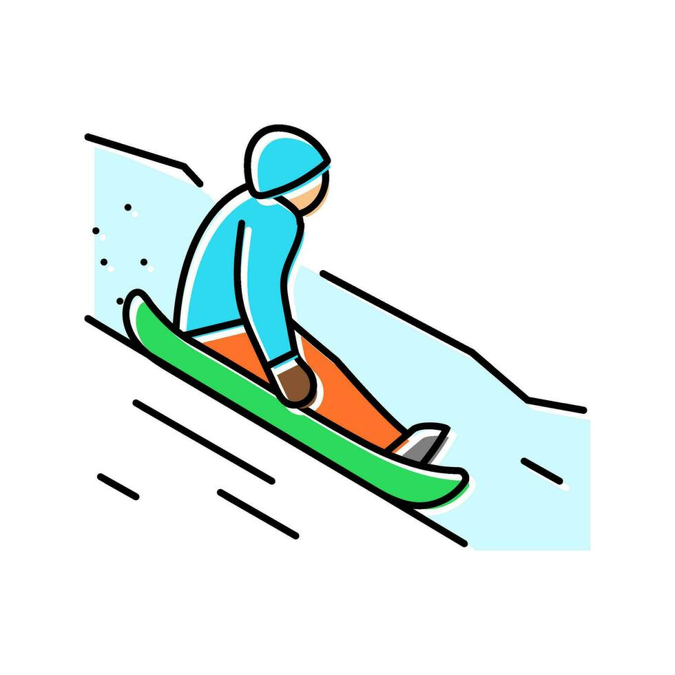 sledding winter season color icon vector illustration
