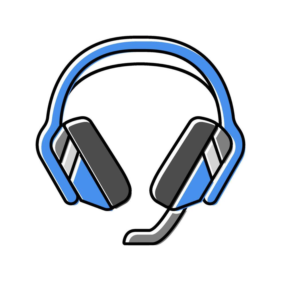 auriculares juego de azar ordenador personal color icono vector ilustración