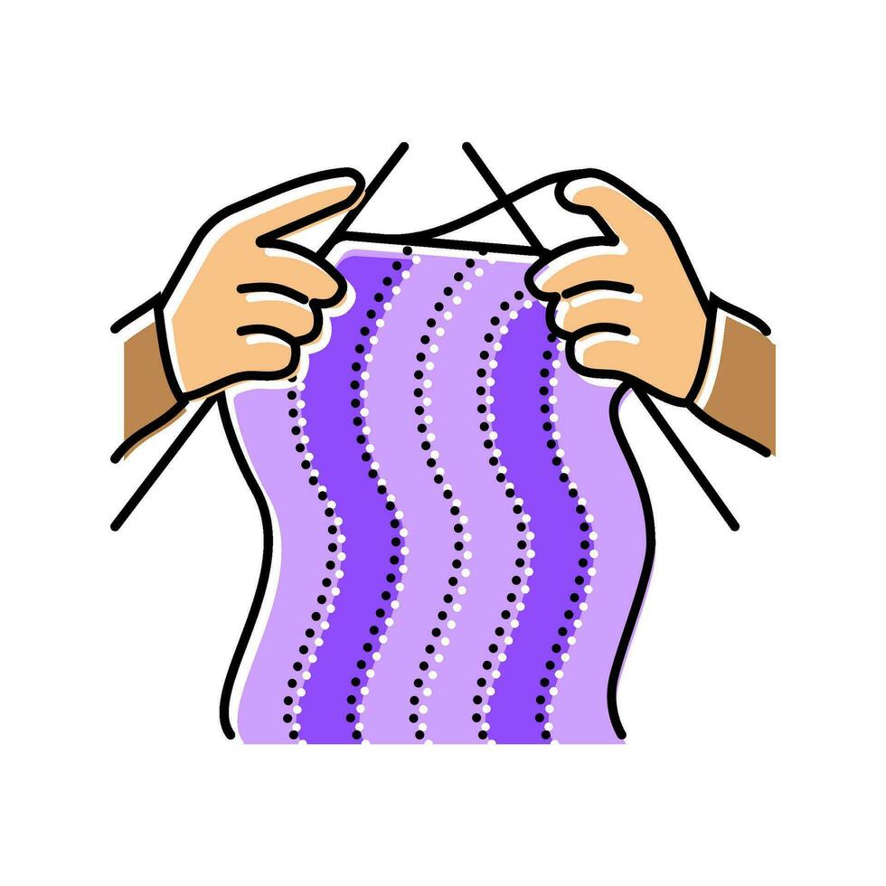 knitting hands knitting wool color icon vector illustration