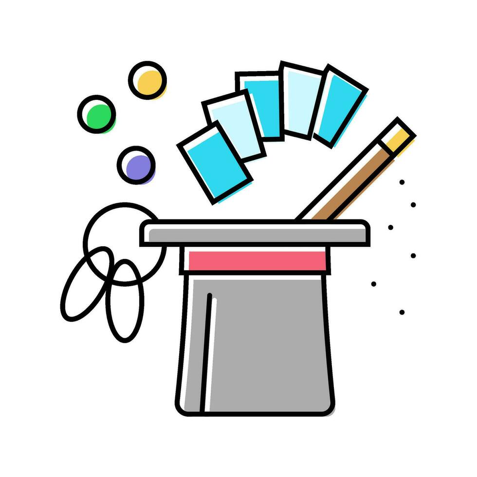magic set trick toy baby color icon vector illustration