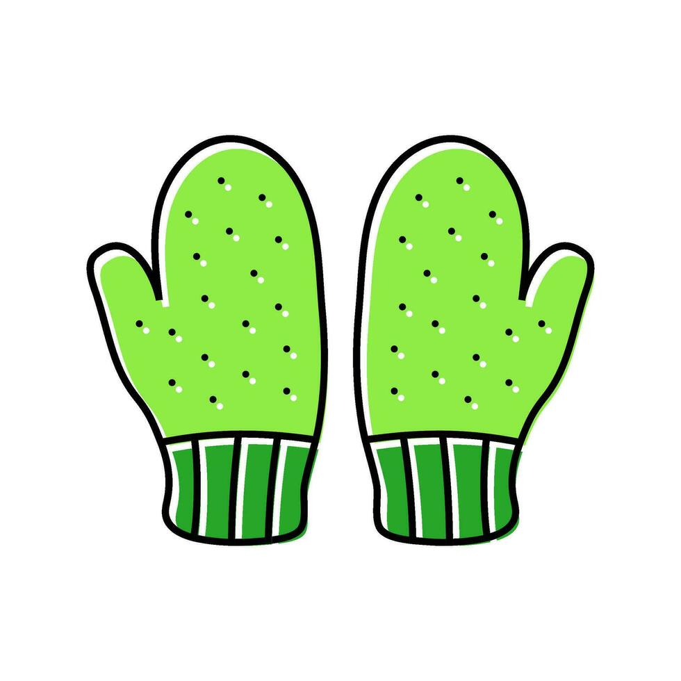 mittens knitting wool color icon vector illustration