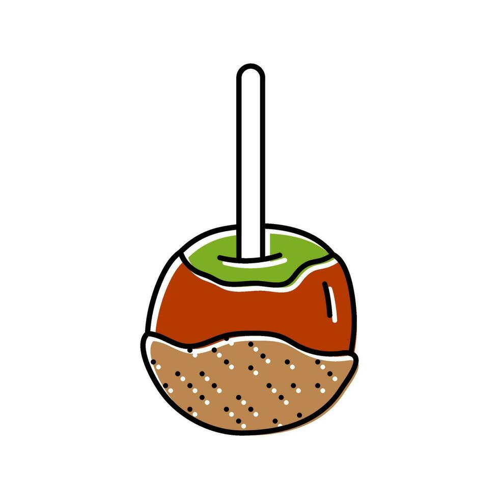 caramelo manzana comida bocadillo color icono vector ilustración