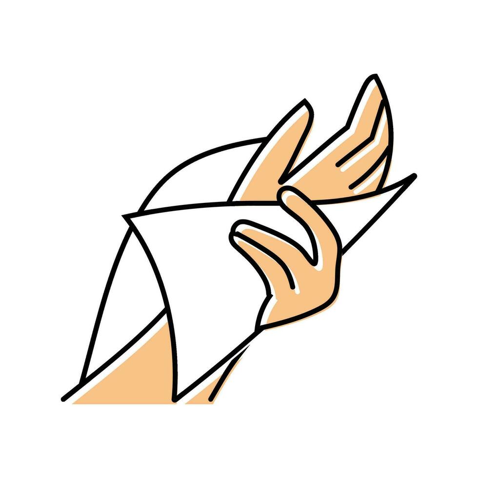 hand wiping with paper towel color icon vector illustration