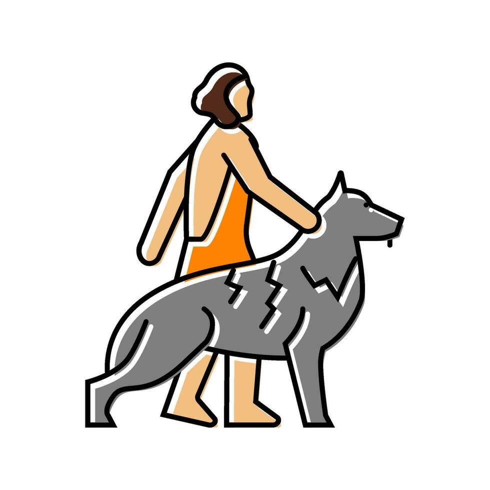 domesticación animales humano evolución color icono vector ilustración