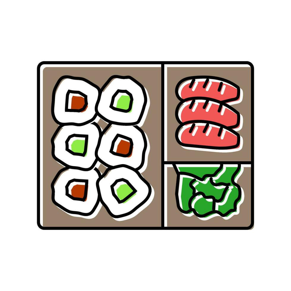 bento box japanese food color icon vector illustration