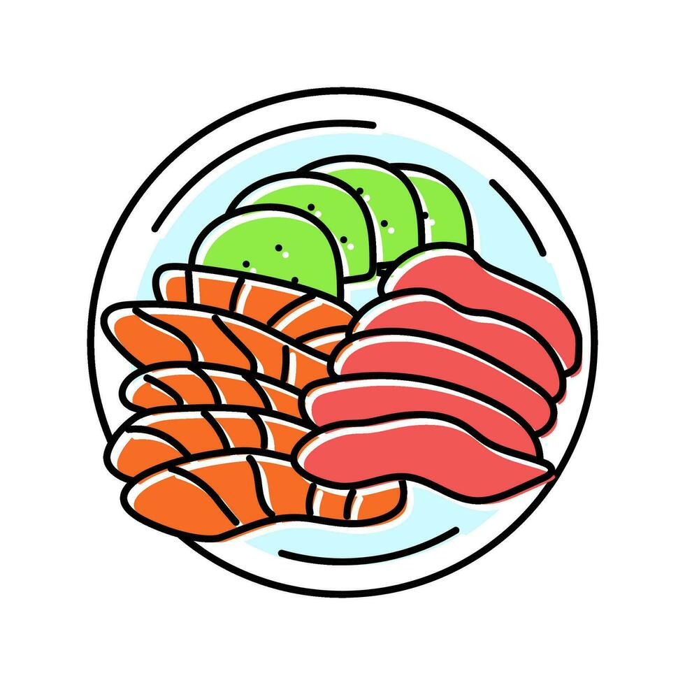 sashimi japanese food color icon vector illustration