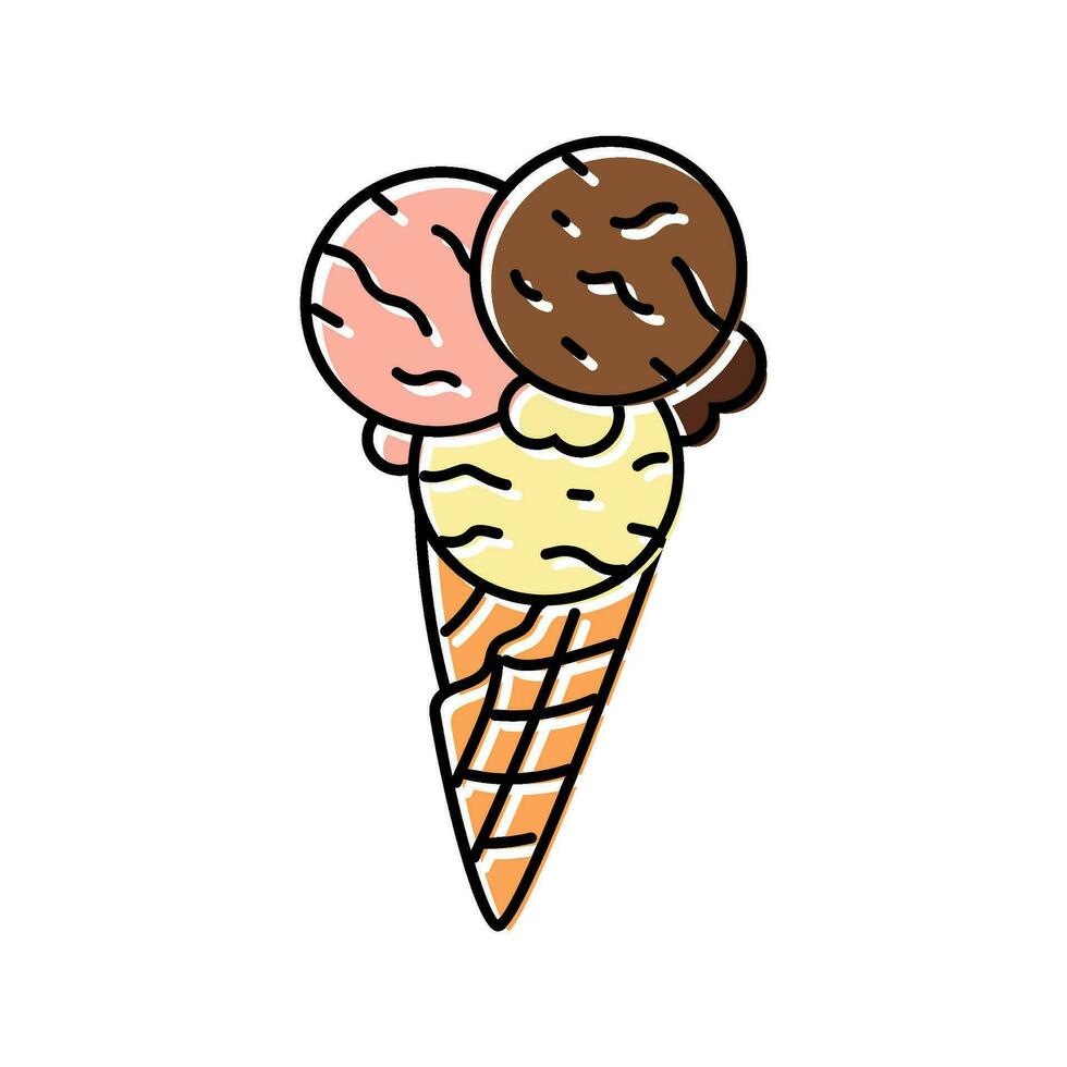 neapolitan ice cream scoop food snack color icon vector illustration