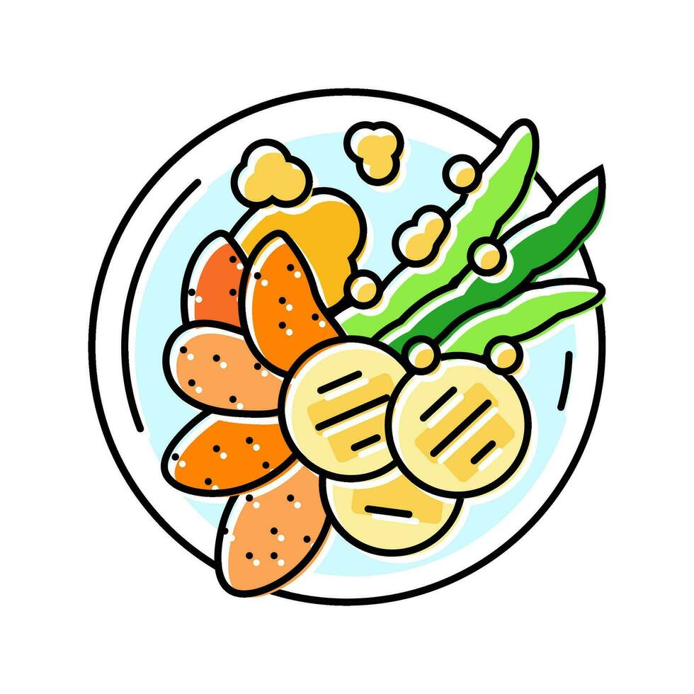 tempura vegetables japanese food color icon vector illustration