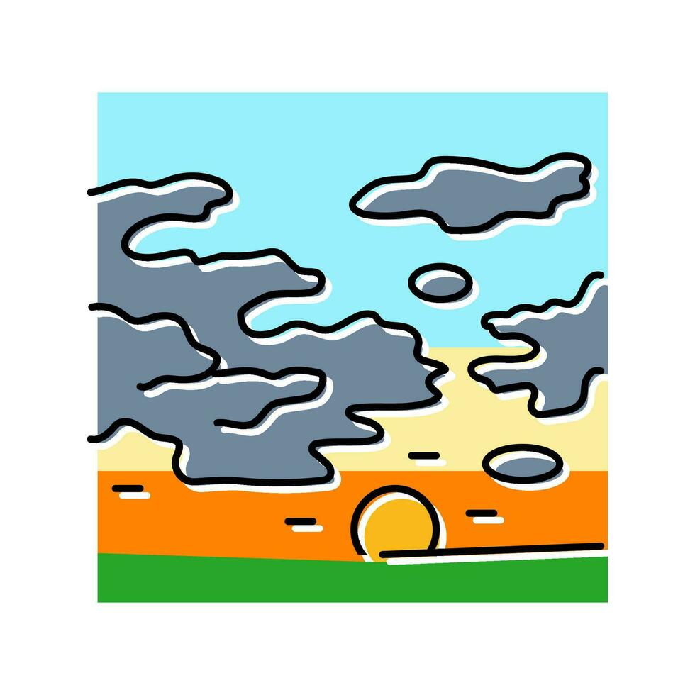sky sunset sun summer sunlight color icon vector illustration
