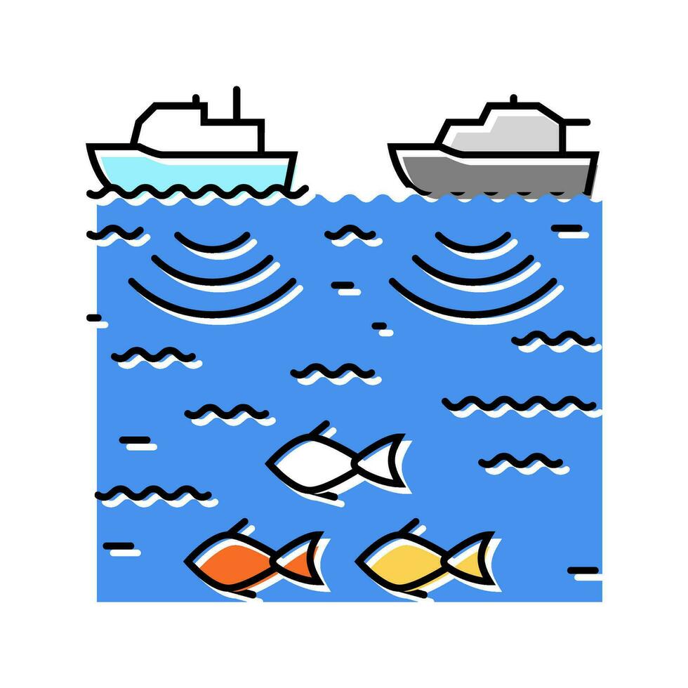 marine noise pollution color icon vector illustration