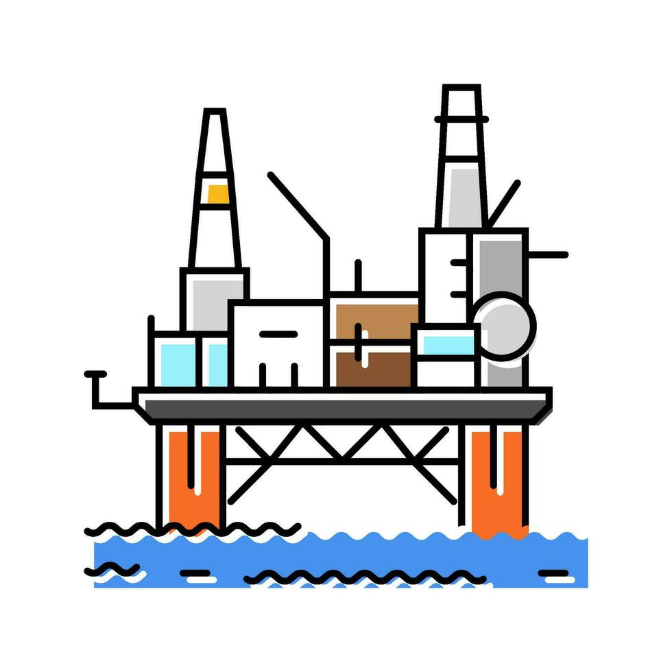 petróleo plataforma plataforma petróleo ingeniero color icono vector ilustración