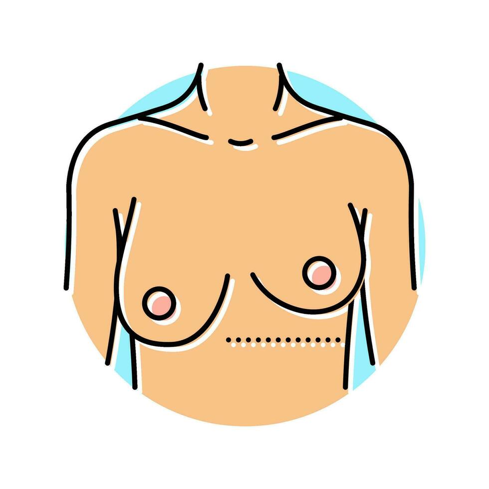 breast asymmetry surgery color icon vector illustration