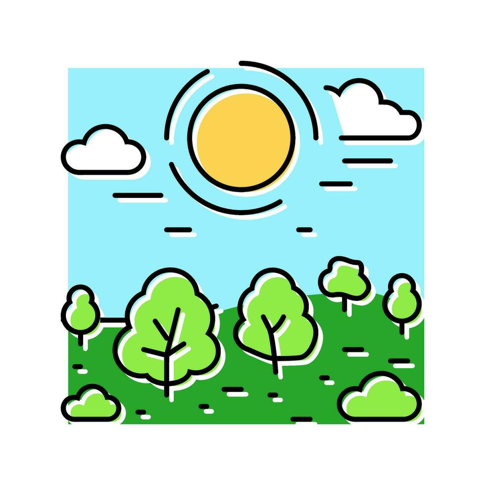 paisaje puesta de sol Dom verano luz de sol color icono vector ilustración
