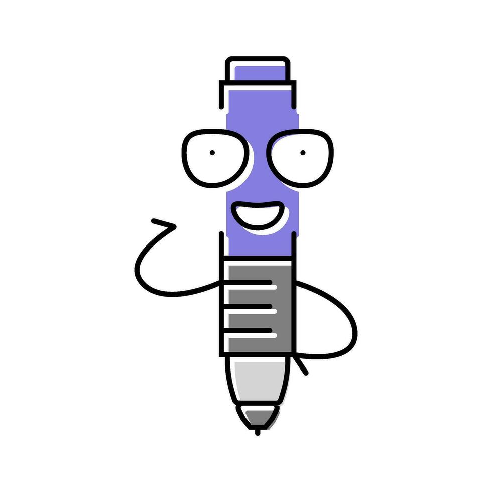 study pen character color icon vector illustration