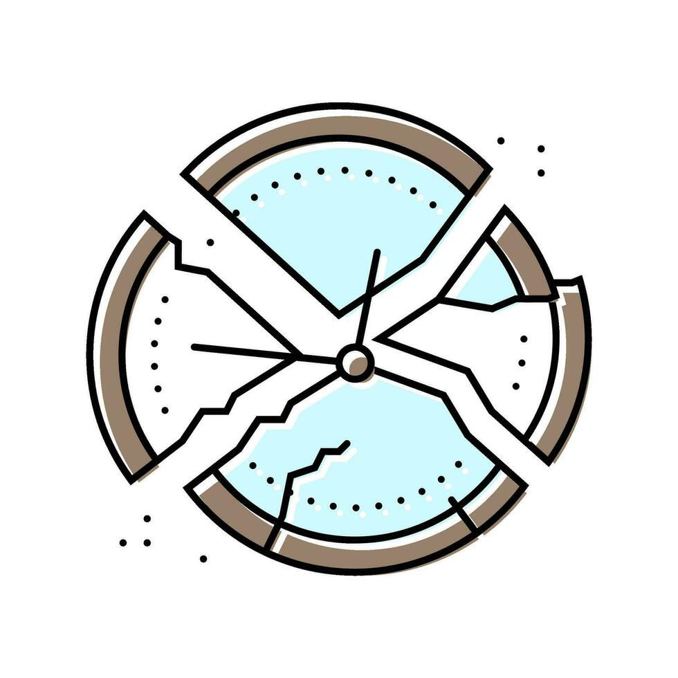 roto reloj triste estado animico color icono vector ilustración