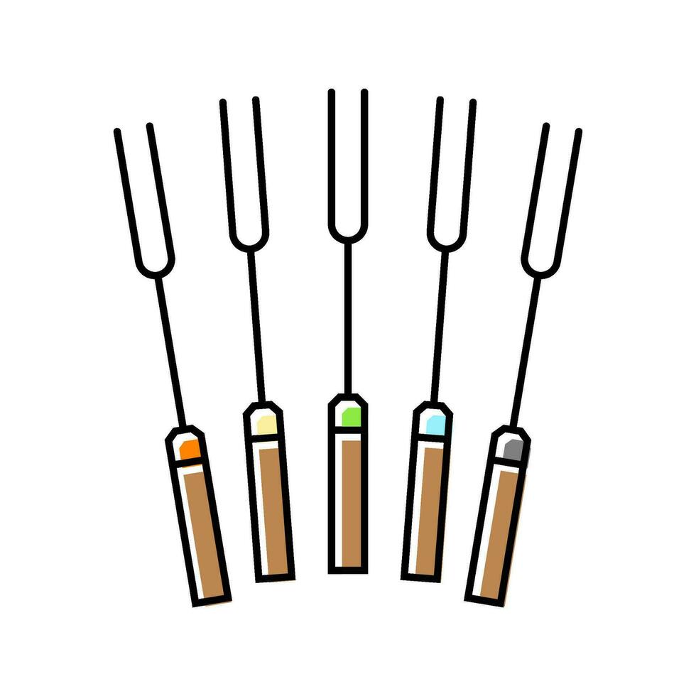 marshmallow roasting sticks color icon vector illustration