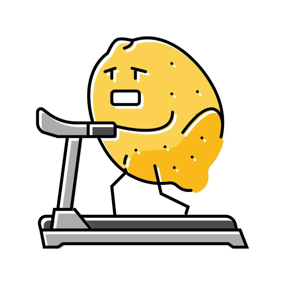 lemon fruit fitness character color icon vector illustration