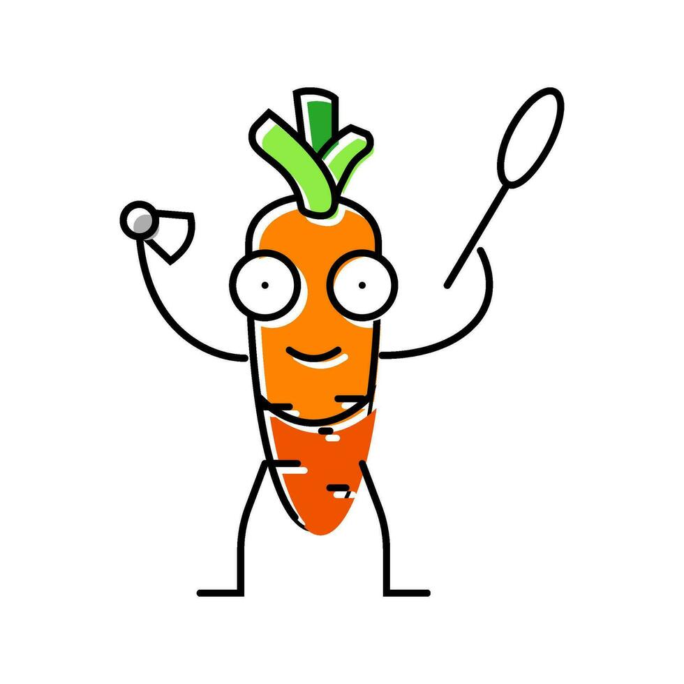 zanahorias Fruta aptitud personaje color icono vector ilustración