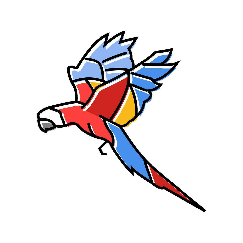 escarlata guacamayo volador loro pájaro color icono vector ilustración