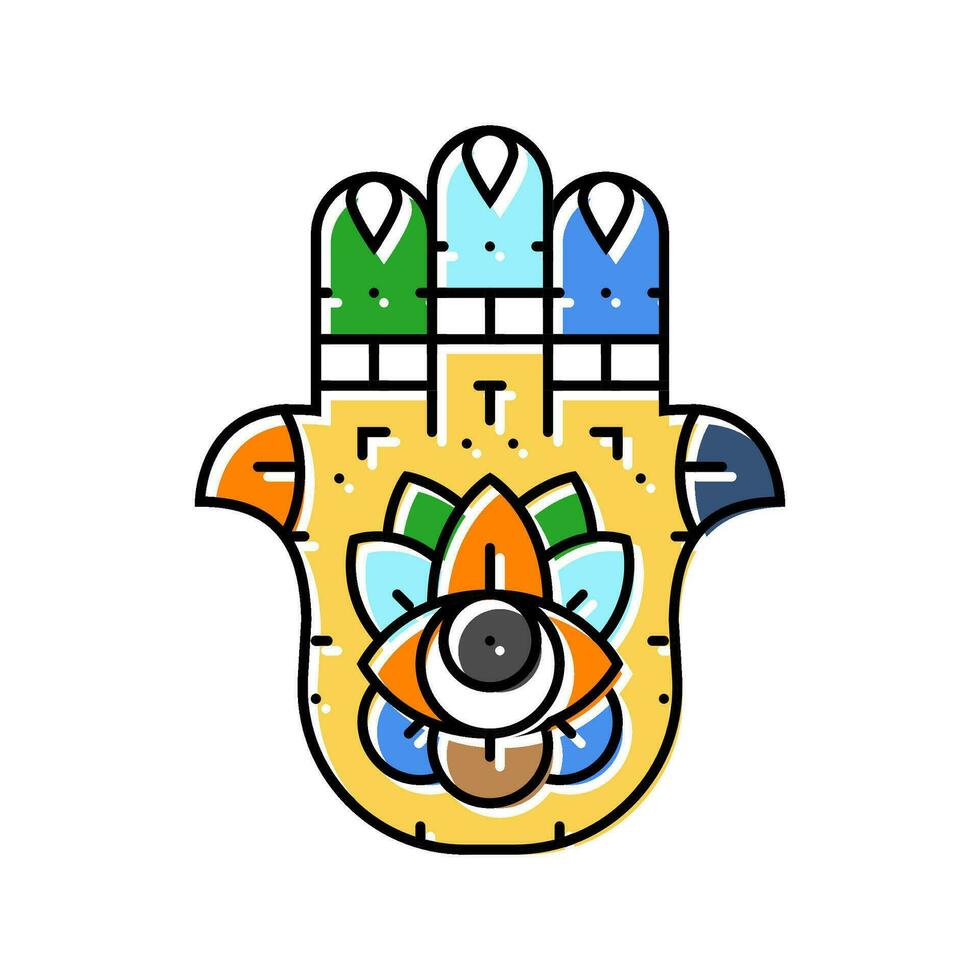 hamsa hand islam muslim color icon vector illustration