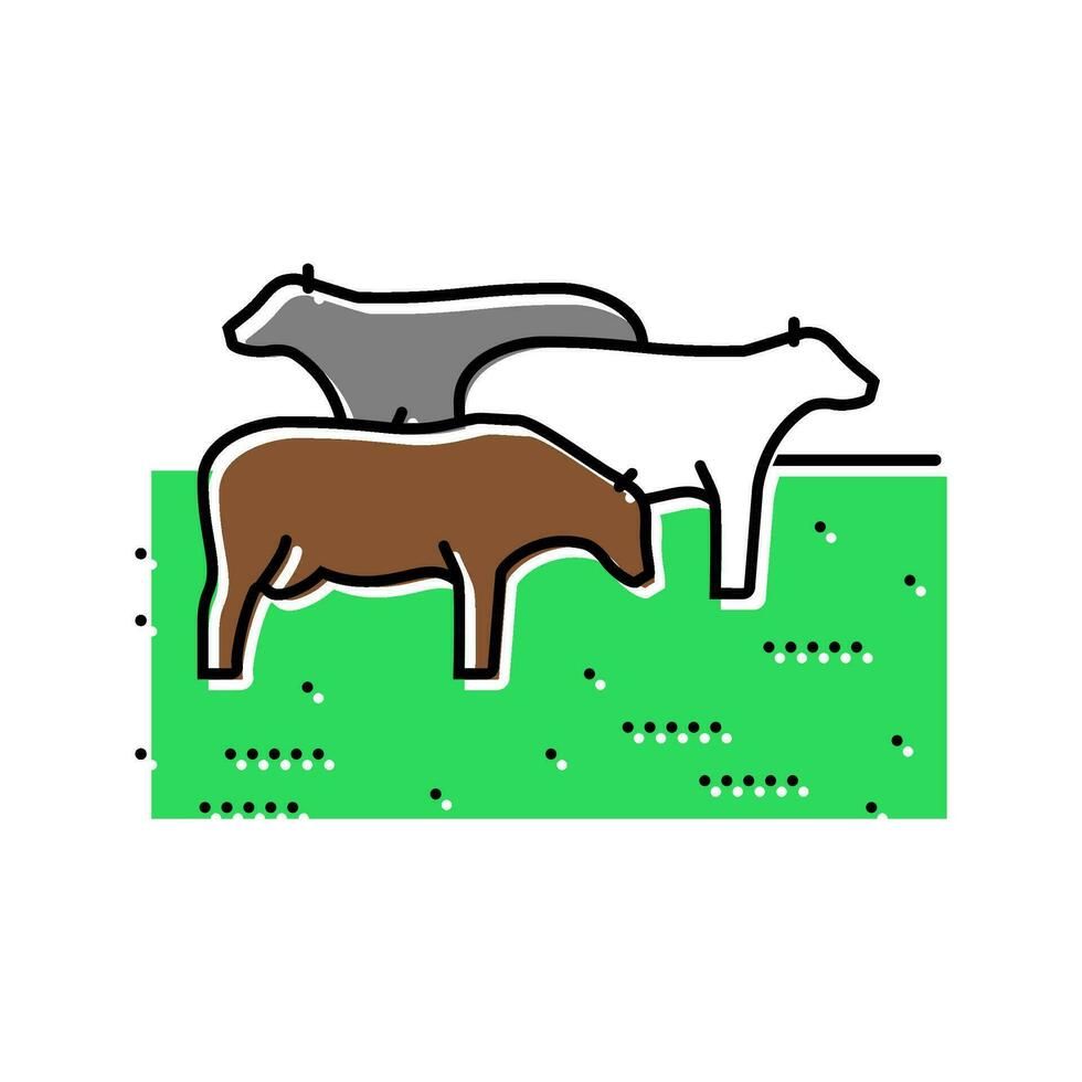 cow grazing color icon vector illustration