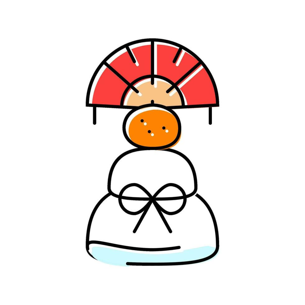 kagami mochi decoration shintoism color icon vector illustration