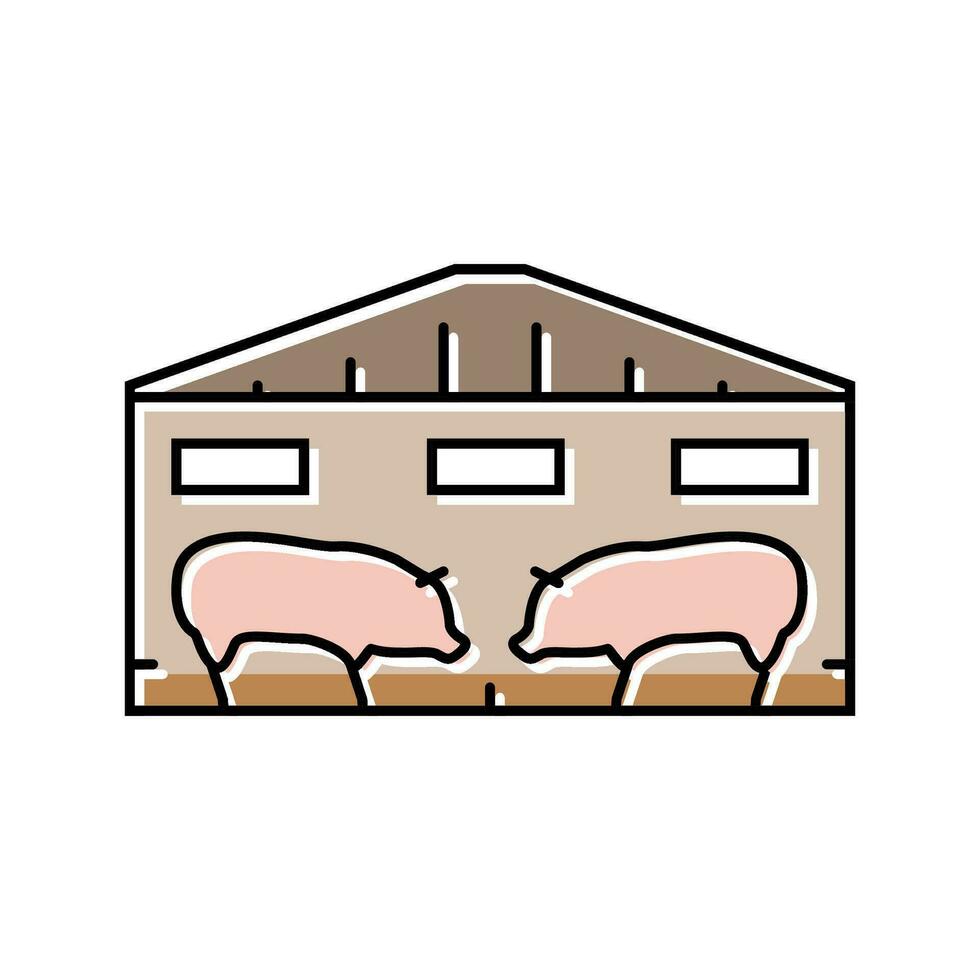 pigsty farm animal color icon vector illustration